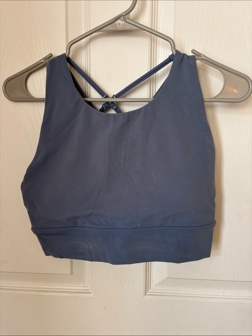 BuffBunny Slate Blue High-Neck Crisscross Sports Bralette